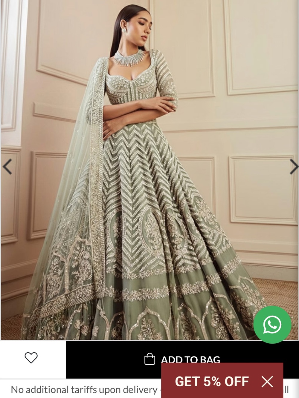 Embroidered Sage Green Bridal Lehenga Dress